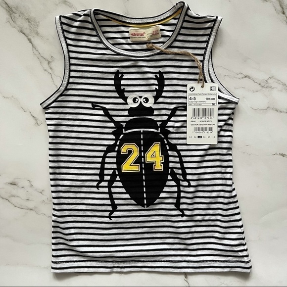 𝅺NWT boy’s sleeveless crew neck black stripe tee 4 - Picture 1 of 4